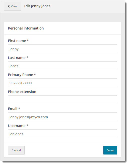 Edit personal information Edit personal information page.